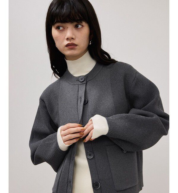 ADAM ET ROPE'「【WEB限定】・【サステナブル】フォルムスリーブクルーネックカーディガン」|カーディガン|