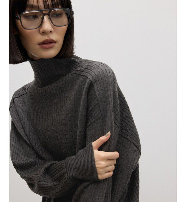 ADAM ET ROPE'「【WEB限定】・【定番】WOOL混リブタートルニット」|ニット・セーター|