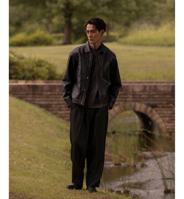 ADAM ET ROPE'「レザートラックジャケット / ADAM ET ROPE' JEANS」|ブルゾン・スタジャン|