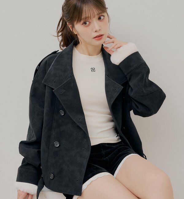  「袖ファーギャザーロンT」|Tシャツ・カットソー|