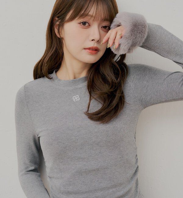  「袖ファーギャザーロンT」|Tシャツ・カットソー|グレー