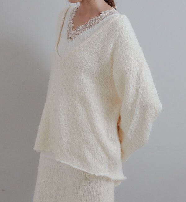  「【Silhouette Hacker】ディープVネックブークレニット」|ニット・セーター|