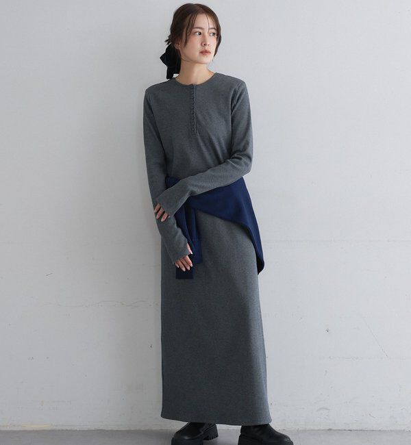  「ショルダーパッドリブワンピース」|ワンピース|