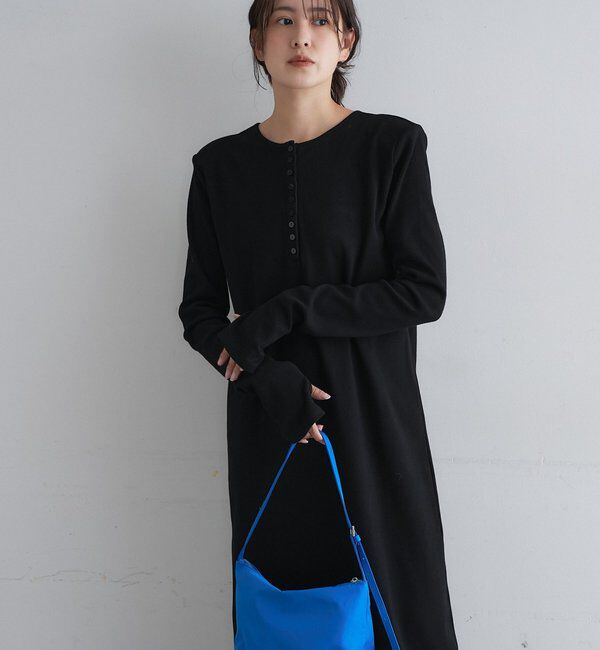  「ショルダーパッドリブワンピース」|ワンピース|
