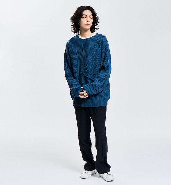 ABAHOUSE「【AH ABAHOUSE】ハンドステッチ プルオーバー ニット」|ニット・セーター|