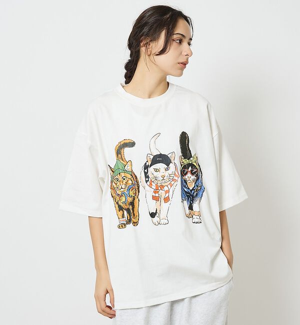 ABAHOUSE「【CORISCO/コリスコ】 Animal猫 Tシャツ/アニマルTシャツ」|Tシャツ・カットソー|ホワイト