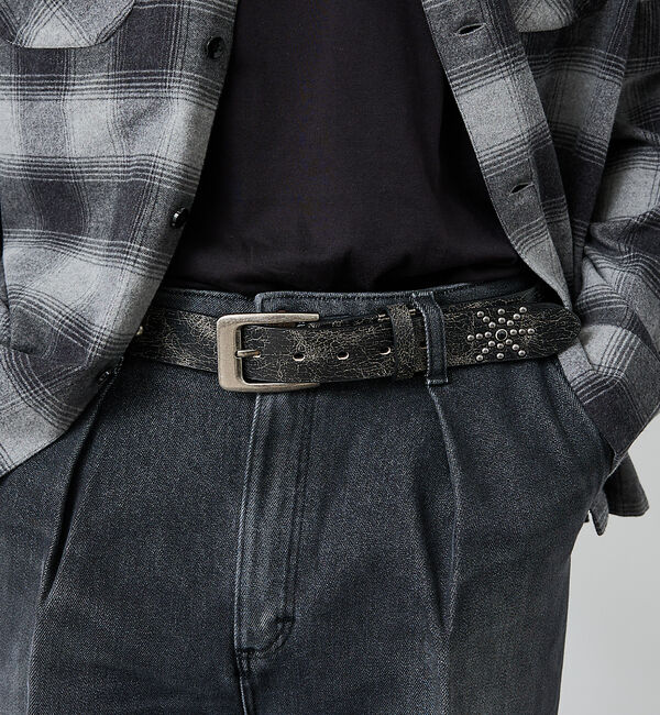 ABAHOUSE「【ウエスタン スタッズ レザー ベルト】35mm black Studded b」|ベルト|