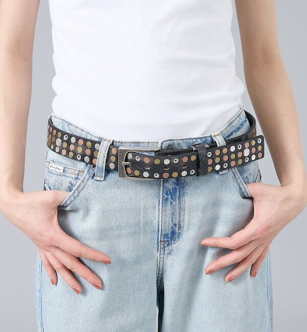 ABAHOUSE「【ウエスタン スタッズ レザー ベルト】35mm black Studded b」|ベルト|