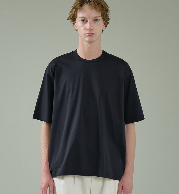 ABAHOUSE「KNIT COLLAR コットンポンチ クルーネック半袖Tシャツ / リラックス」|Tシャツ・カットソー|