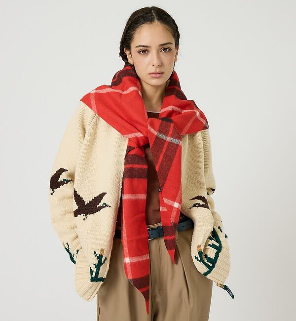 ABAHOUSE「【TWEEDMILL / ツイードミル】大判トライアングル ストール / トライ」|マフラー|レッド系その他1