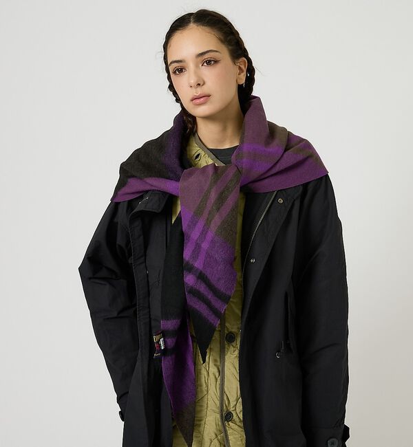 ABAHOUSE「【TWEEDMILL / ツイードミル】大判トライアングル ストール / トライ」|マフラー|パープル系その他1