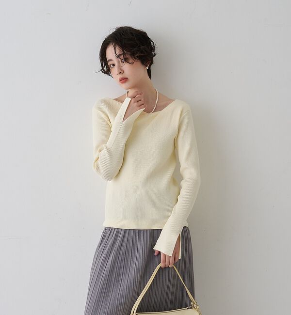 Rouge vif「【一部店舗限定】ドレープスリットスリーブリブニット」|ニット・セーター|