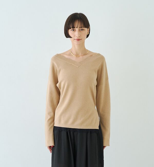 Rouge vif「【セットアップ対応】前後2WAYウール混フレアスリーブプルオーバー」|ニット・セーター|
