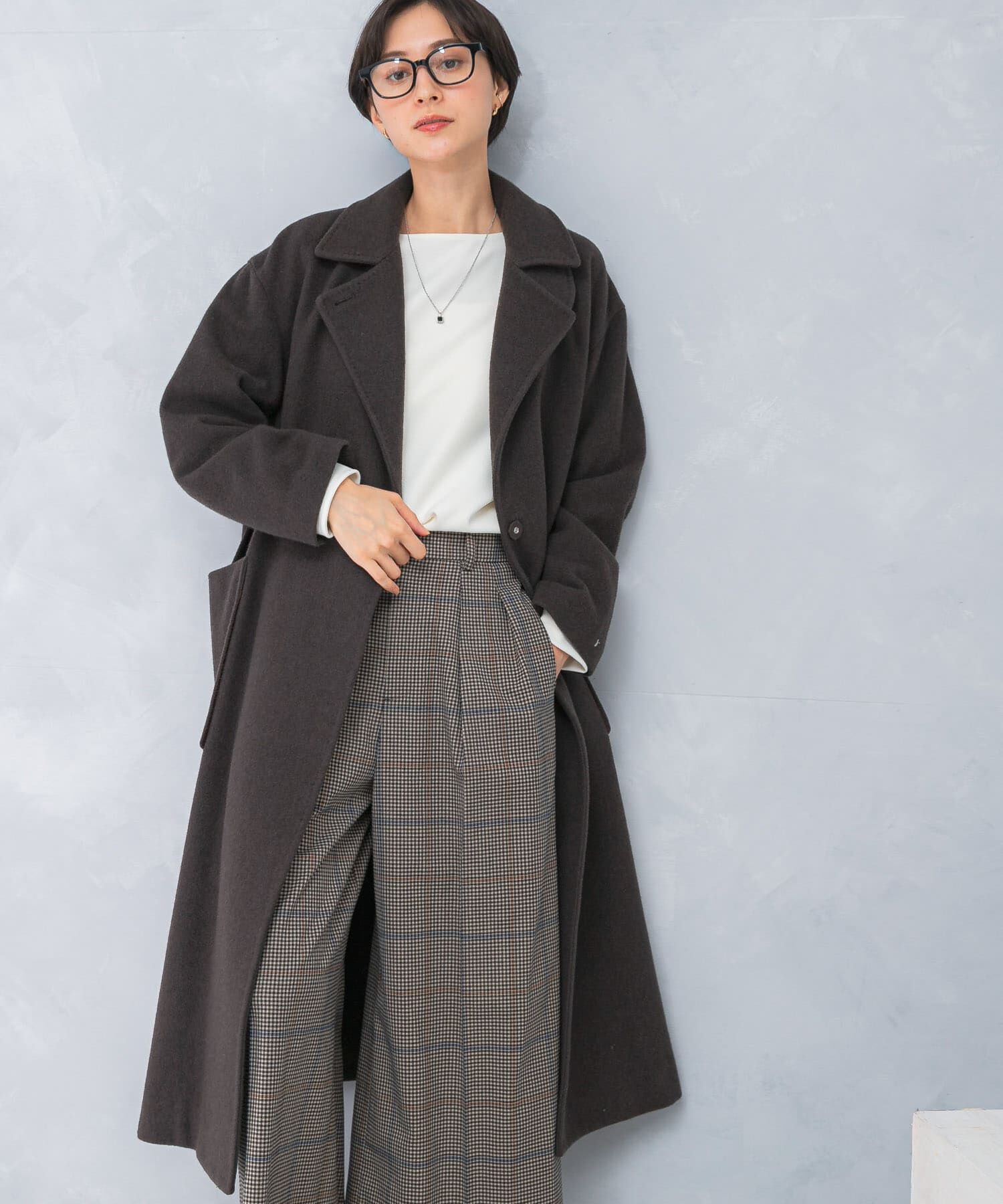 URBAN RESEARCH ROSSO「ウールカシミヤコート」|ノーカラーコート|