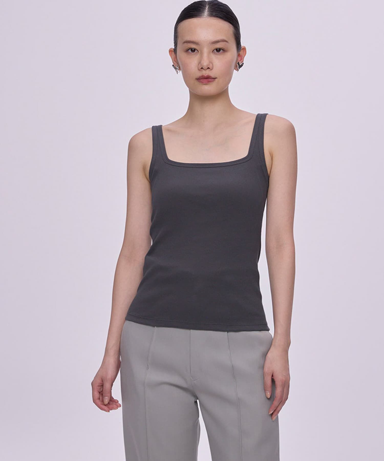 URBAN RESEARCH ROSSO「OUR WACOAL カップインコットンリブタンクトップ」|タンクトップ|チャコールグレー