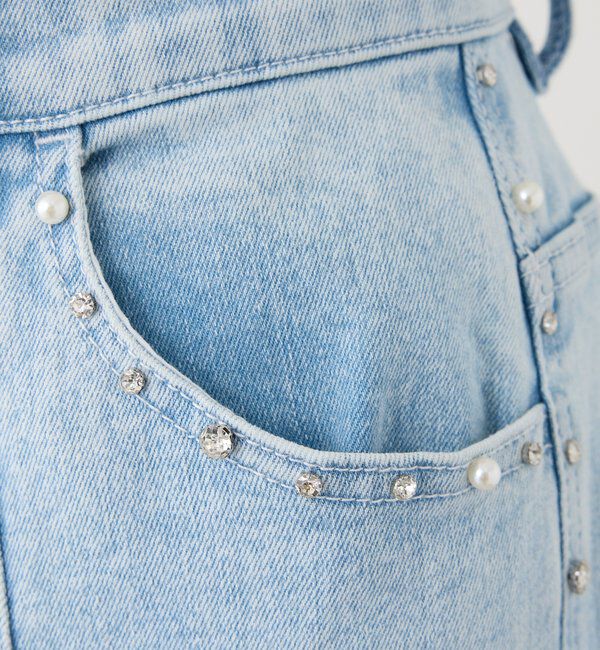 one after another NICE CLAUP「【SMサイズ展開】ビジューラインサイドスリットフレアデニム」|その他|
