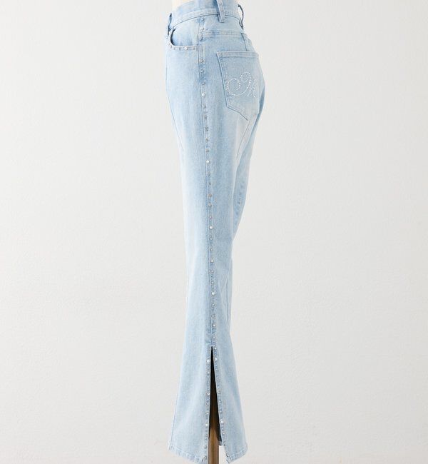 one after another NICE CLAUP「【SMサイズ展開】ビジューラインサイドスリットフレアデニム」|その他|