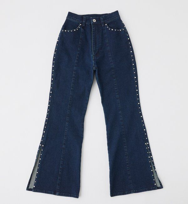 one after another NICE CLAUP「【SMサイズ展開】ビジューラインサイドスリットフレアデニム」|その他|