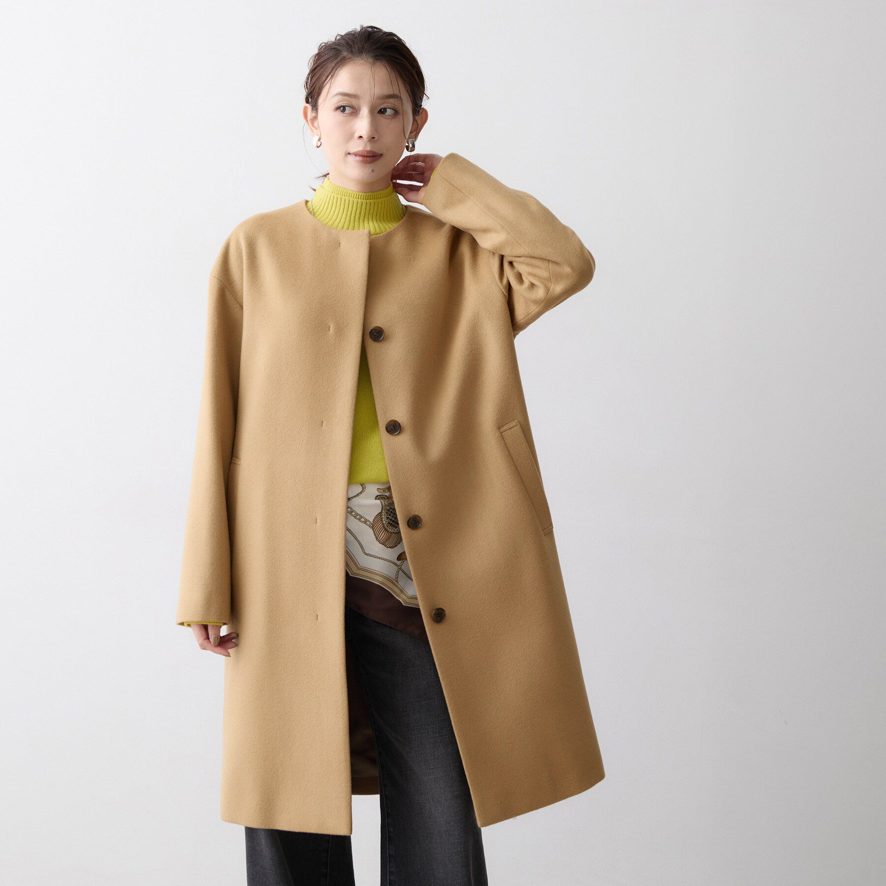 UNTITLED「【名品】ウールカシミヤノーカラーコート」|ノーカラーコート|