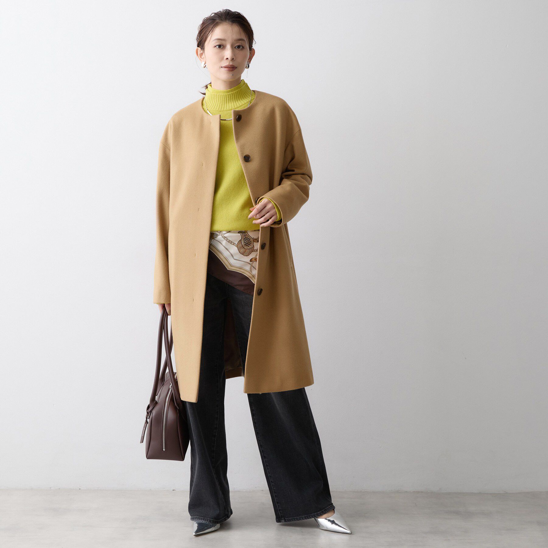 UNTITLED「【名品】ウールカシミヤノーカラーコート」|ノーカラーコート|