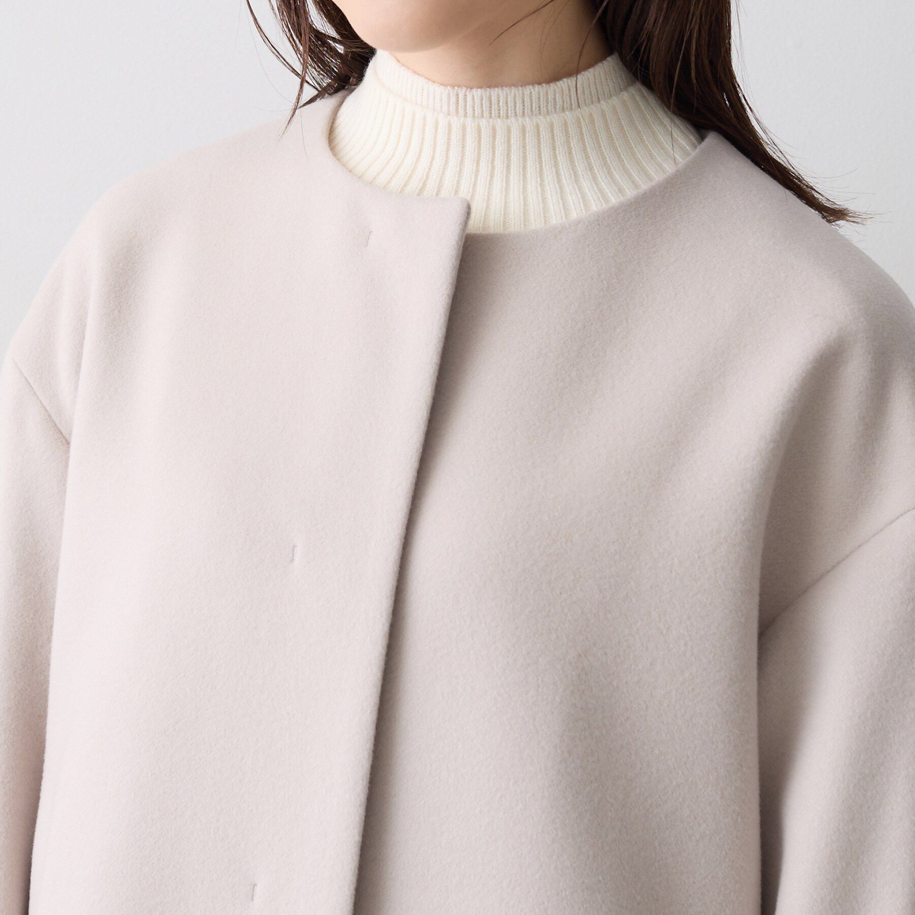UNTITLED「【名品】ウールカシミヤノーカラーコート」|ノーカラーコート|