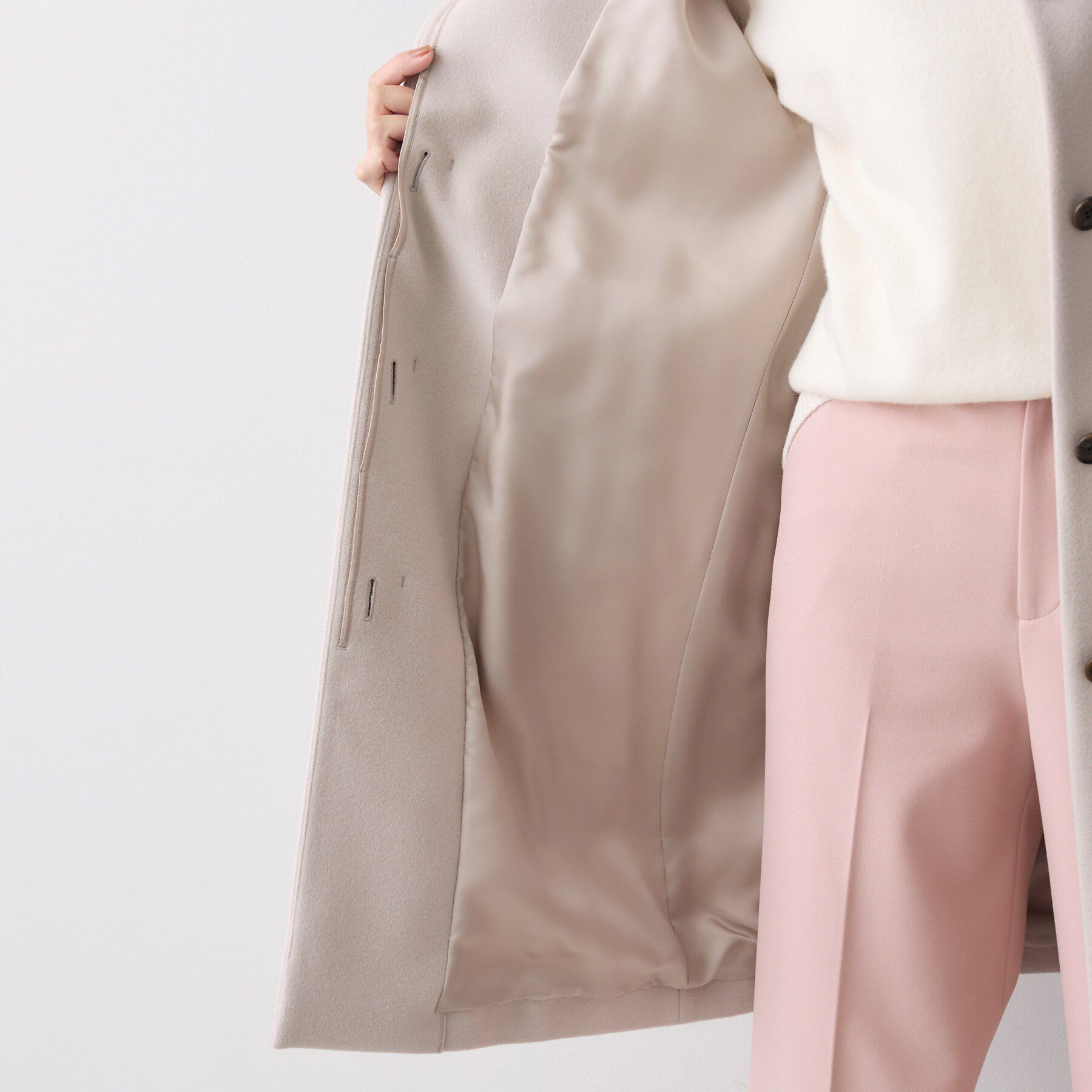 UNTITLED「【名品】ウールカシミヤノーカラーコート」|ノーカラーコート|