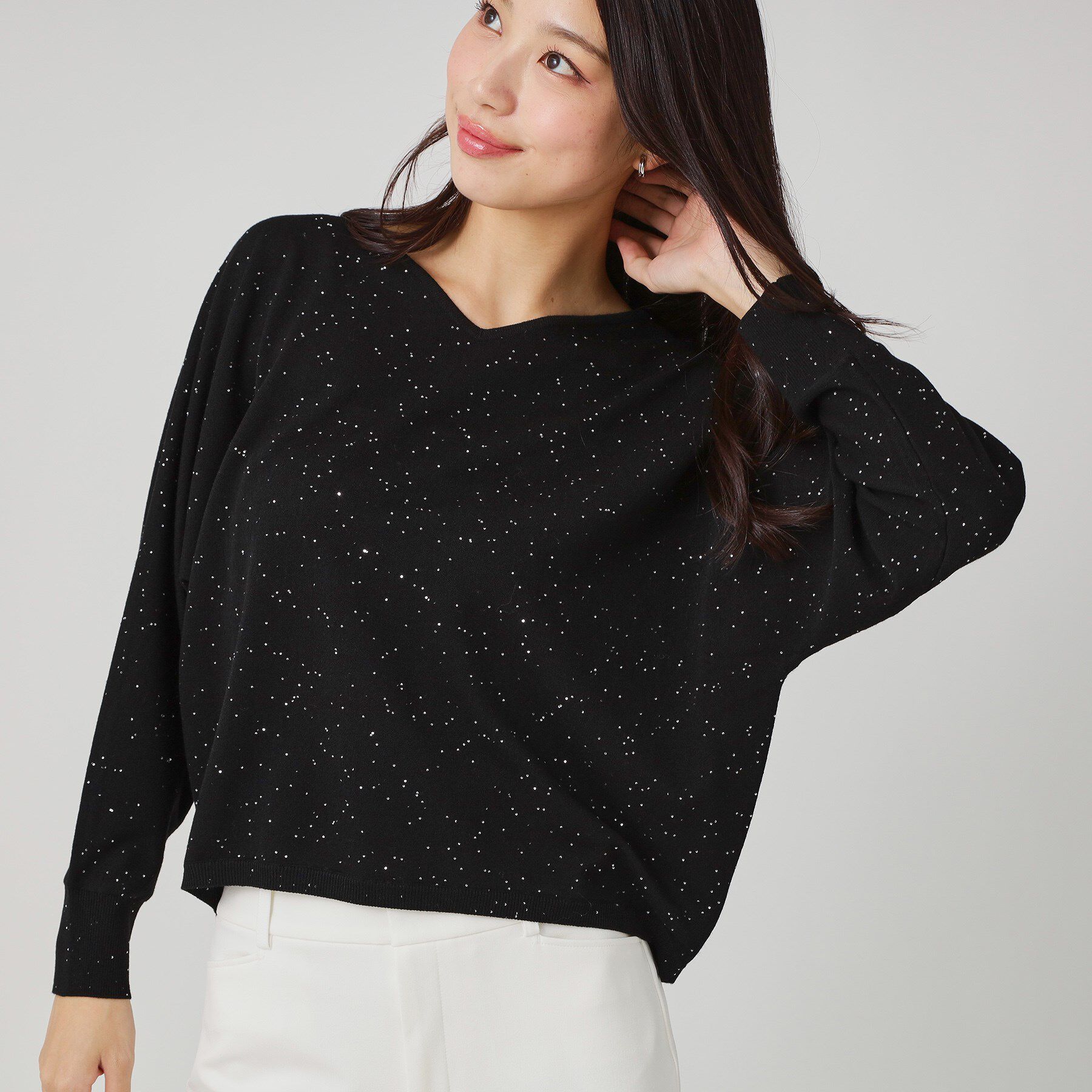COUP DE CHANCE「◆【手洗い可】スパンコール入りニットトップス」|ニット・セーター|