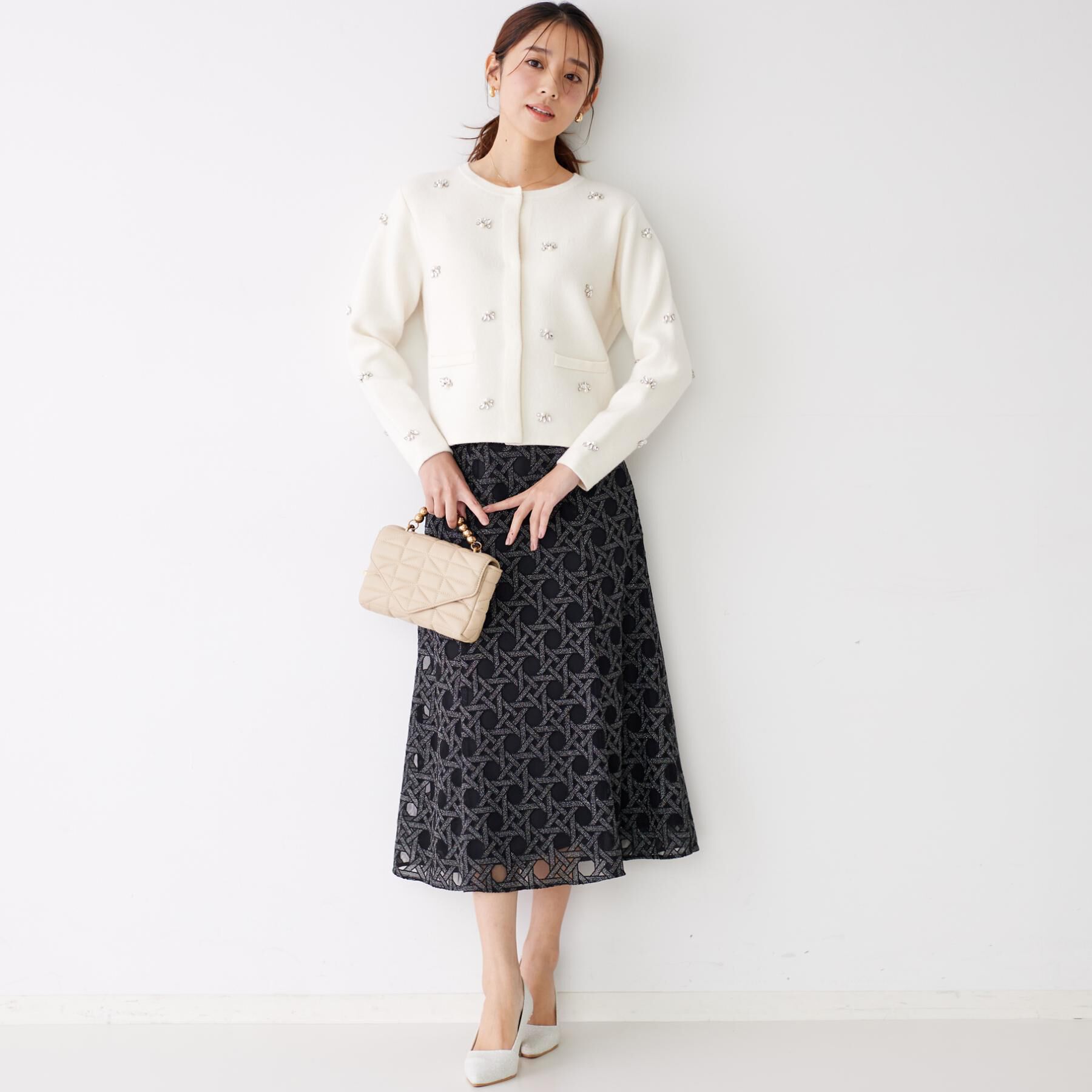 COUP DE CHANCE「【日本製】シアー刺繍のフレアースカート」|スカート|