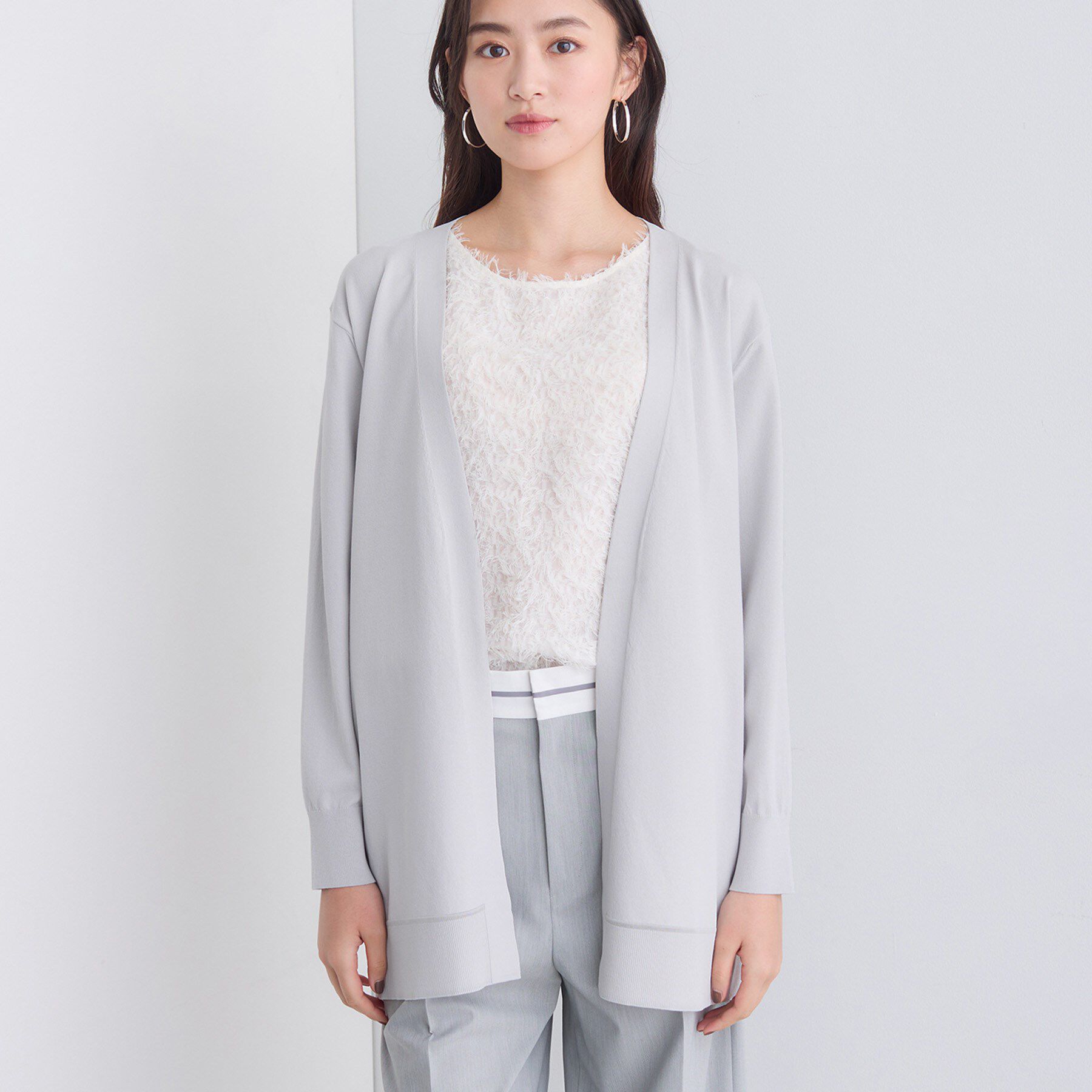 INDIVI「【洗える】着流しロングカーディガン」|カーディガン|