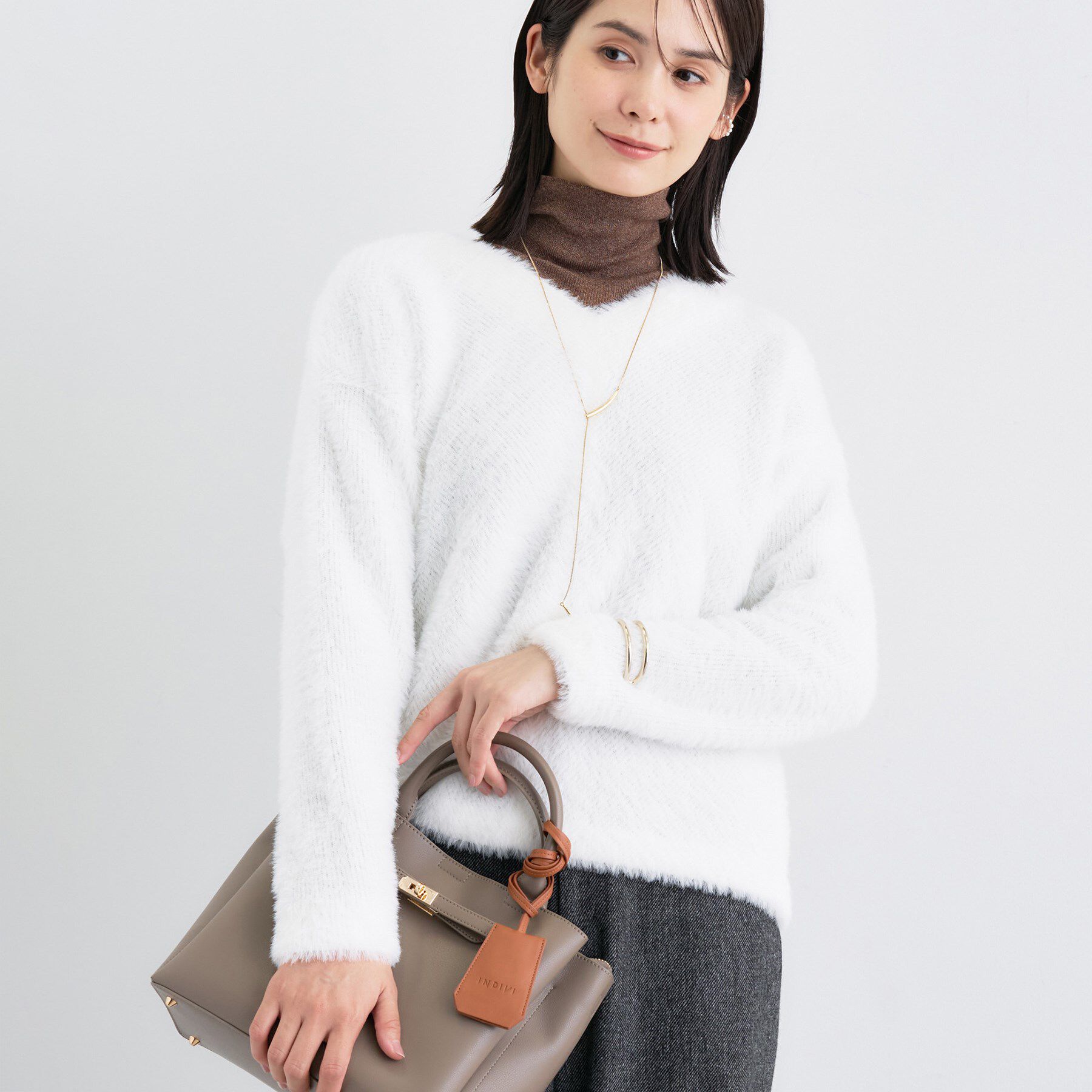 INDIVI「【洗える】エアリーシャギートップス」|Tシャツ・カットソー|