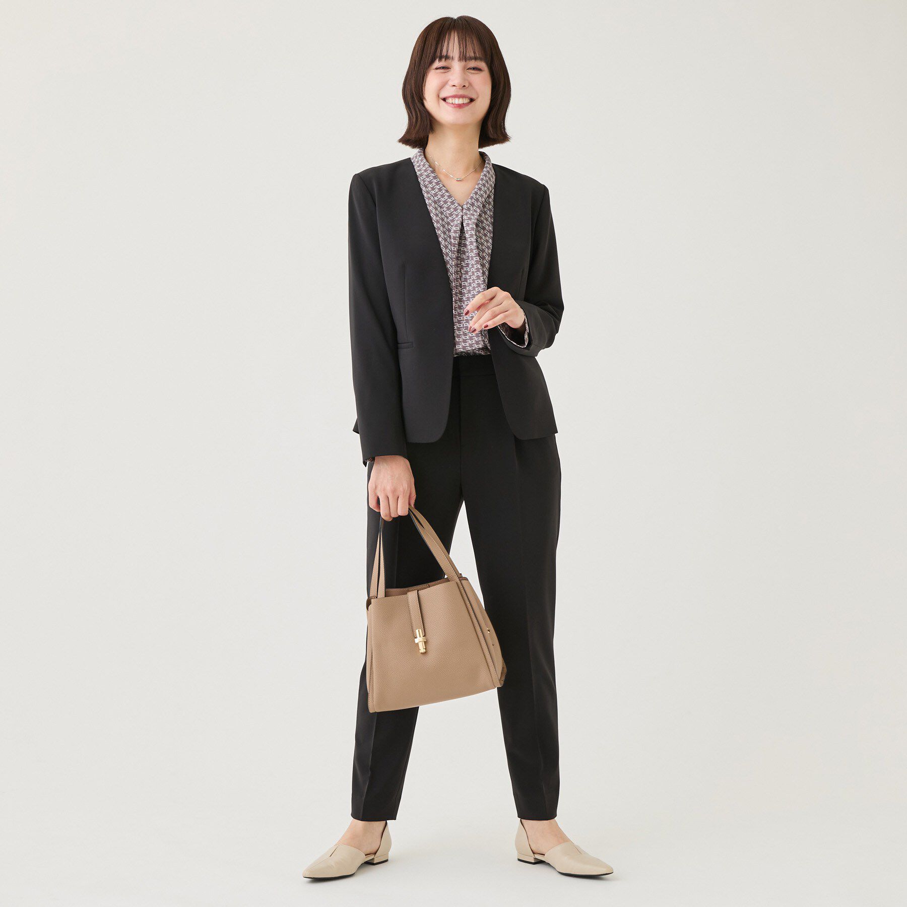 INDIVI「【通勤スーツ／洗える】ストレッチカラーレスジャケット」|スーツ|