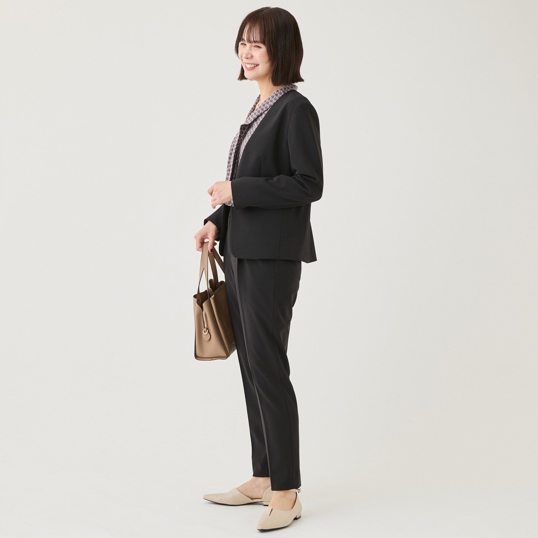 INDIVI「【通勤スーツ／洗える】ストレッチカラーレスジャケット」|スーツ|