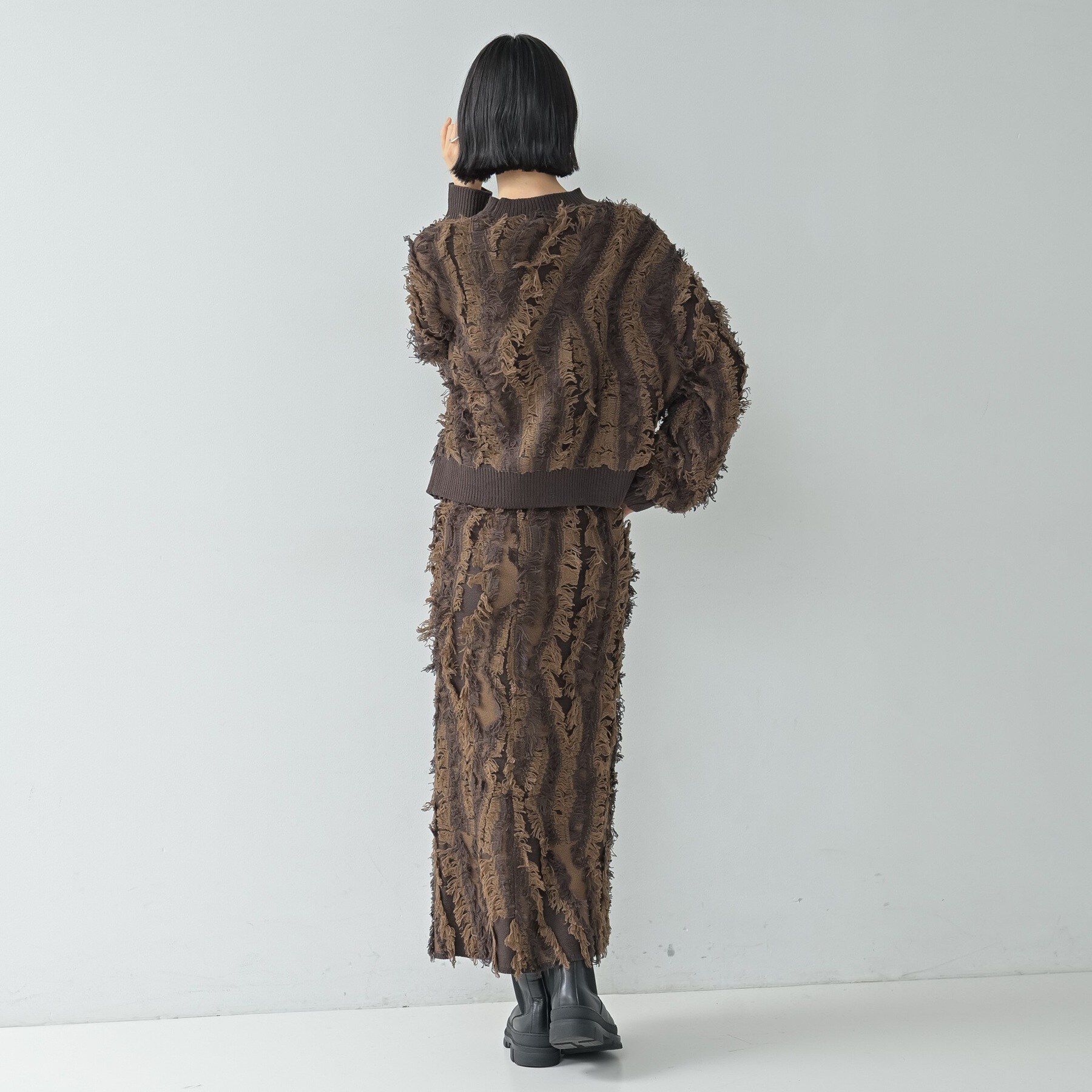 GALLEST「【セットアップ対応】アート柄フリンジジャカードニットスカート」|スカート|