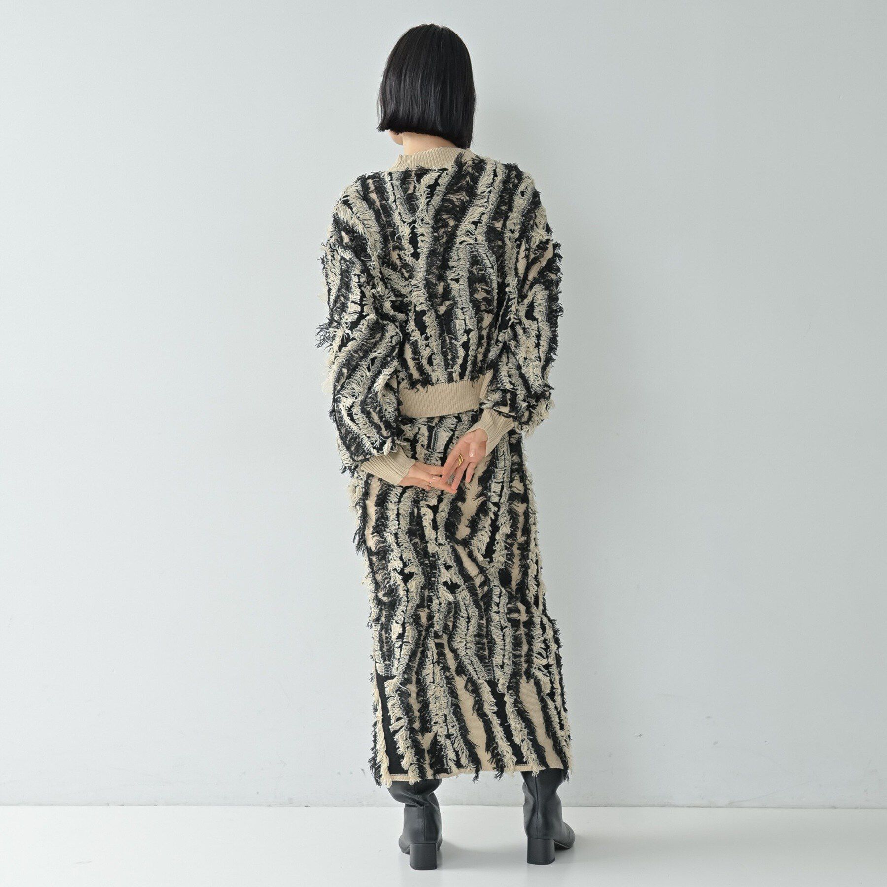 GALLEST「【セットアップ対応】アート柄フリンジジャカードニットスカート」|スカート|