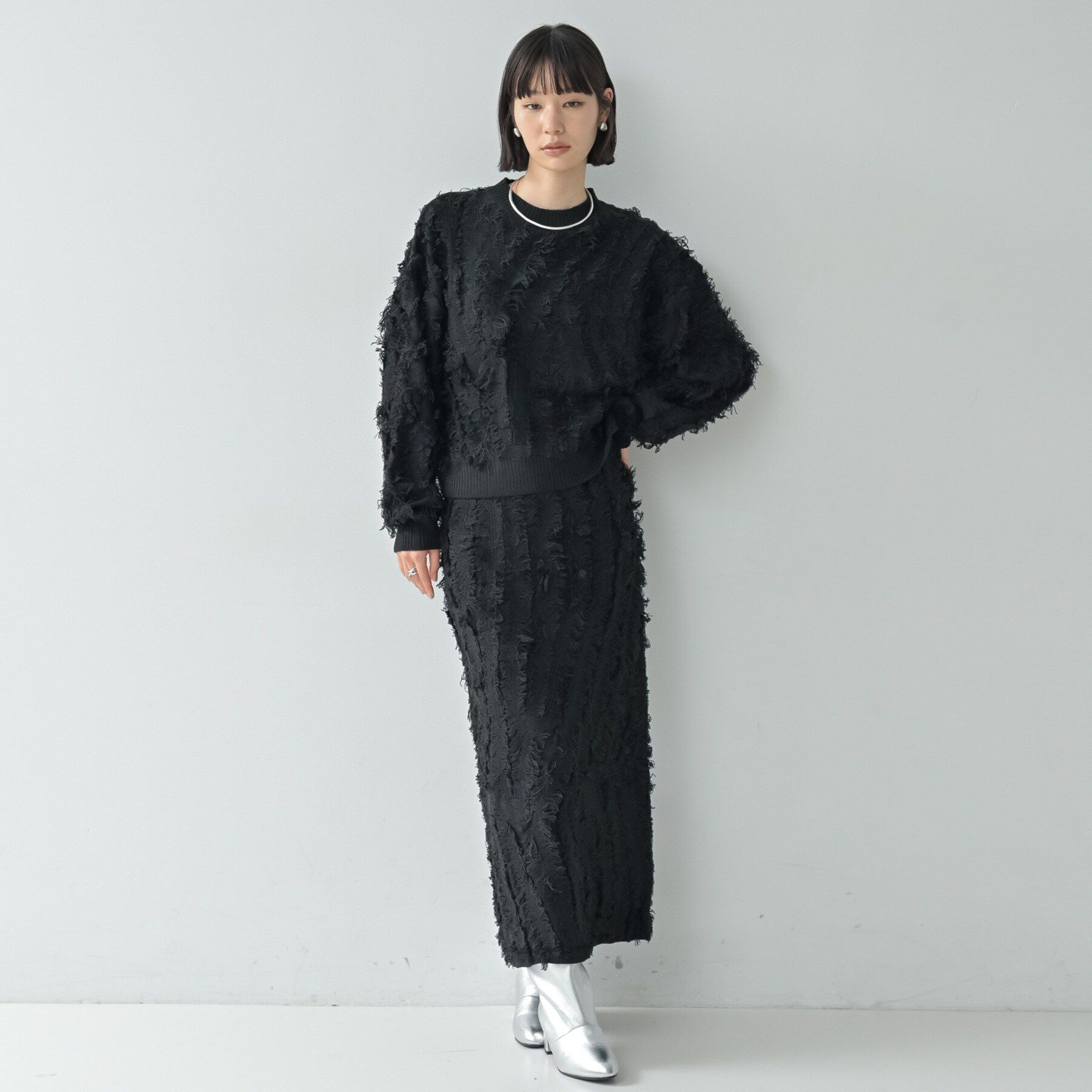 GALLEST「【セットアップ対応】アート柄フリンジジャカードニットスカート」|スカート|