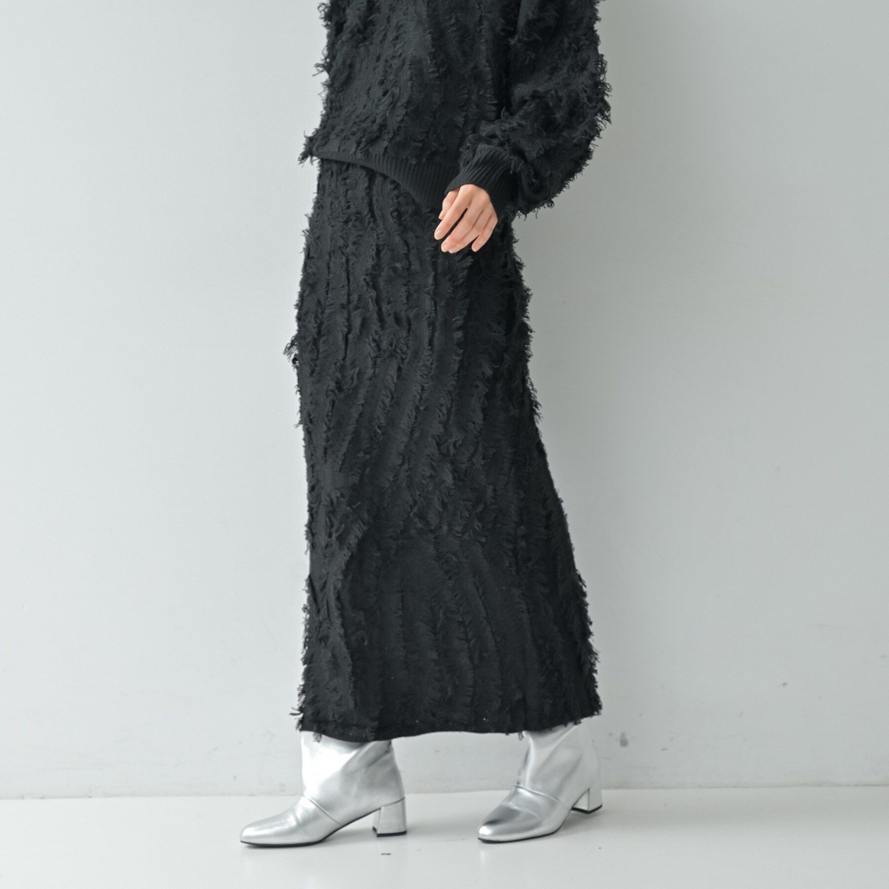 GALLEST「【セットアップ対応】アート柄フリンジジャカードニットスカート」|スカート|