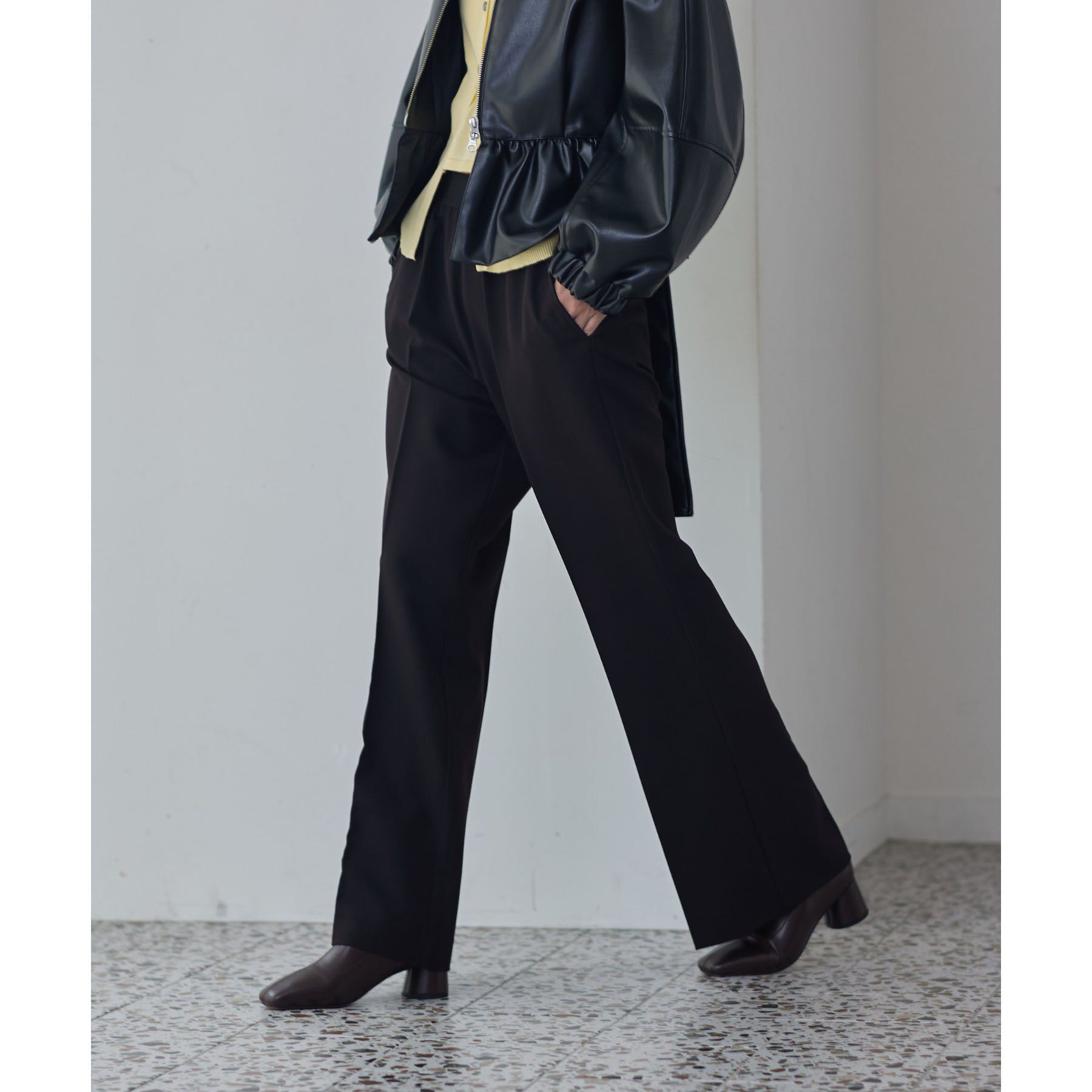 GALLEST「Comfy Slacks｜イージーストレートフレアパンツ【LIVE紹介／上枝みどりさん着用／セットア」|その他|ブラック(019)