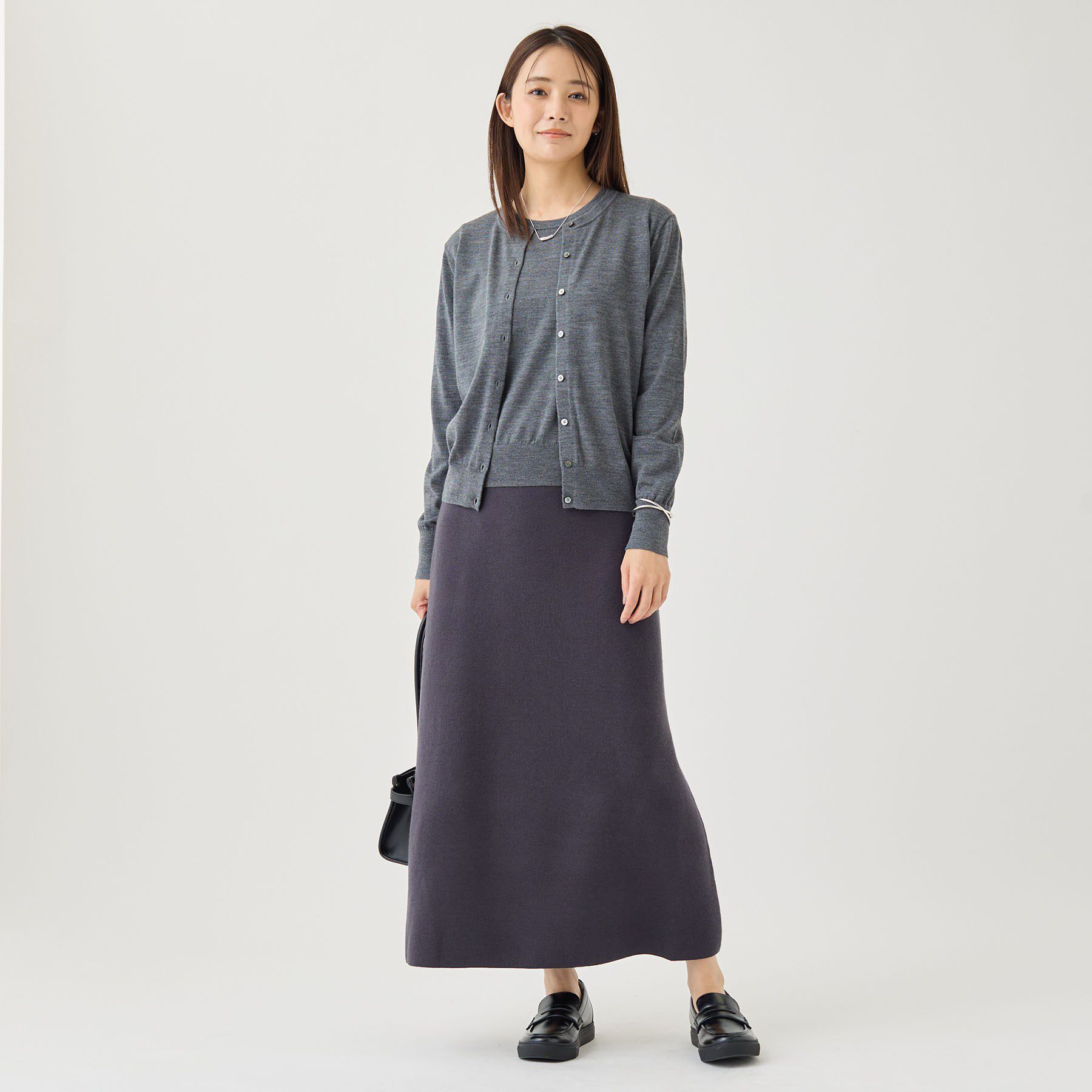INDIVI「【上品な光沢感】エクストラファインウール クルーネックニット」|ニット・セーター|