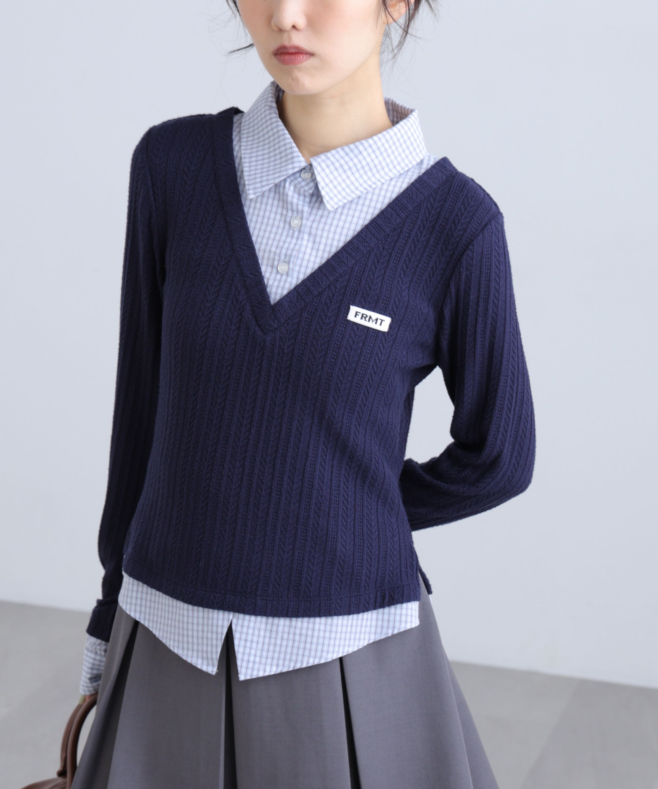  「シャツドッキング針抜きテレコカットソー」|Tシャツ・カットソー|