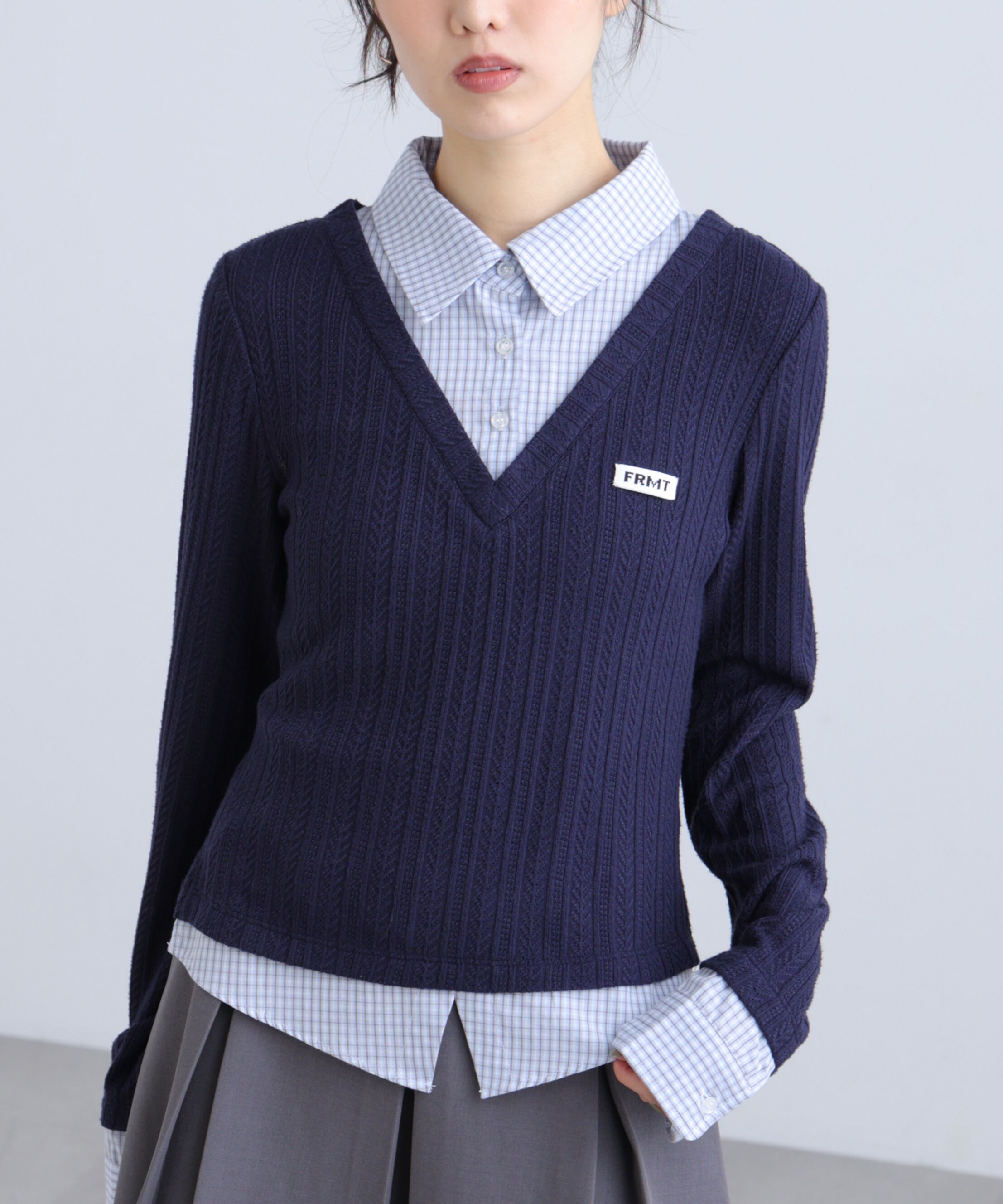  「シャツドッキング針抜きテレコカットソー」|Tシャツ・カットソー|