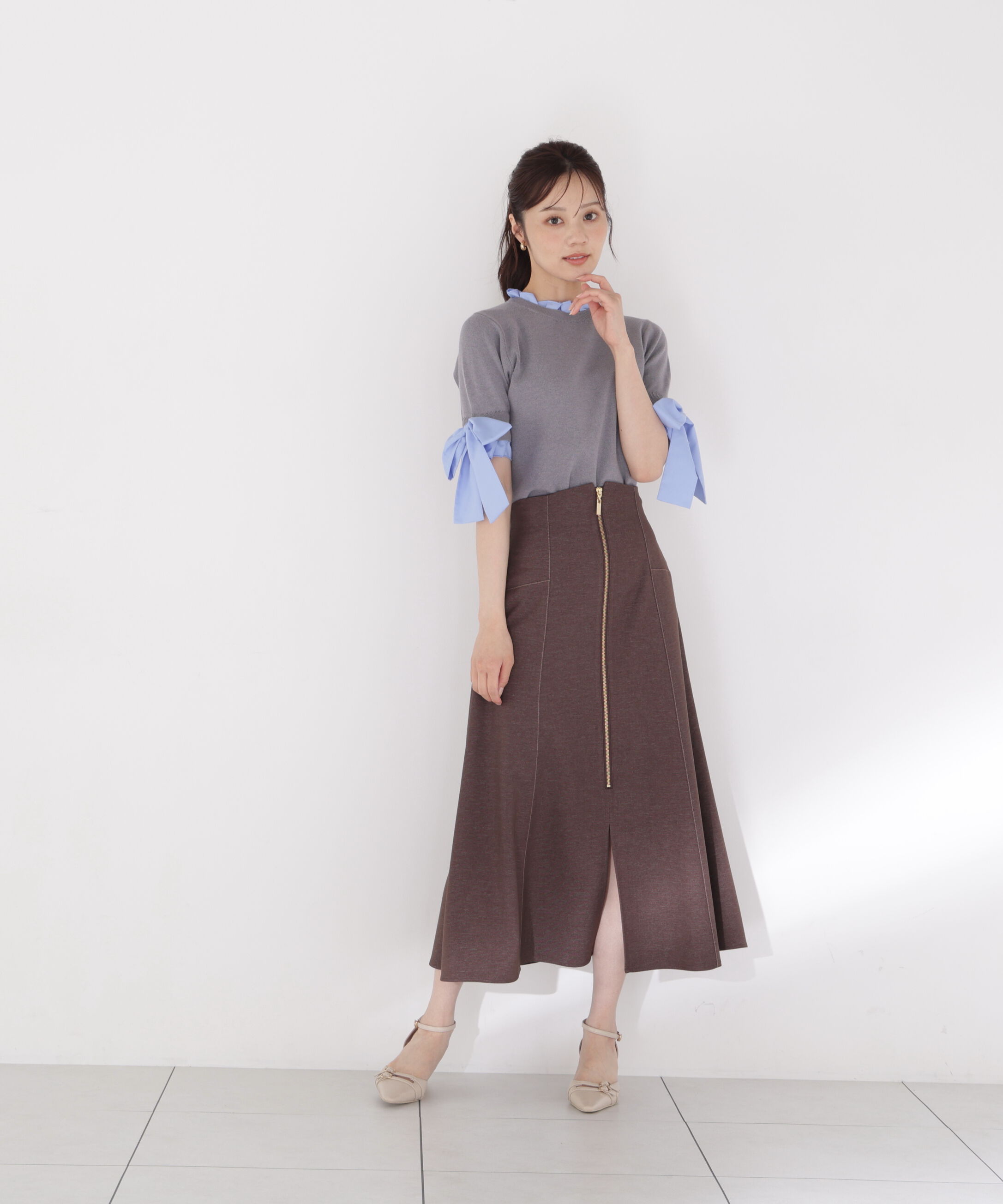 PROPORTION BODY DRESSING「リボンドッキングニット 26AW」|ニット・セーター|