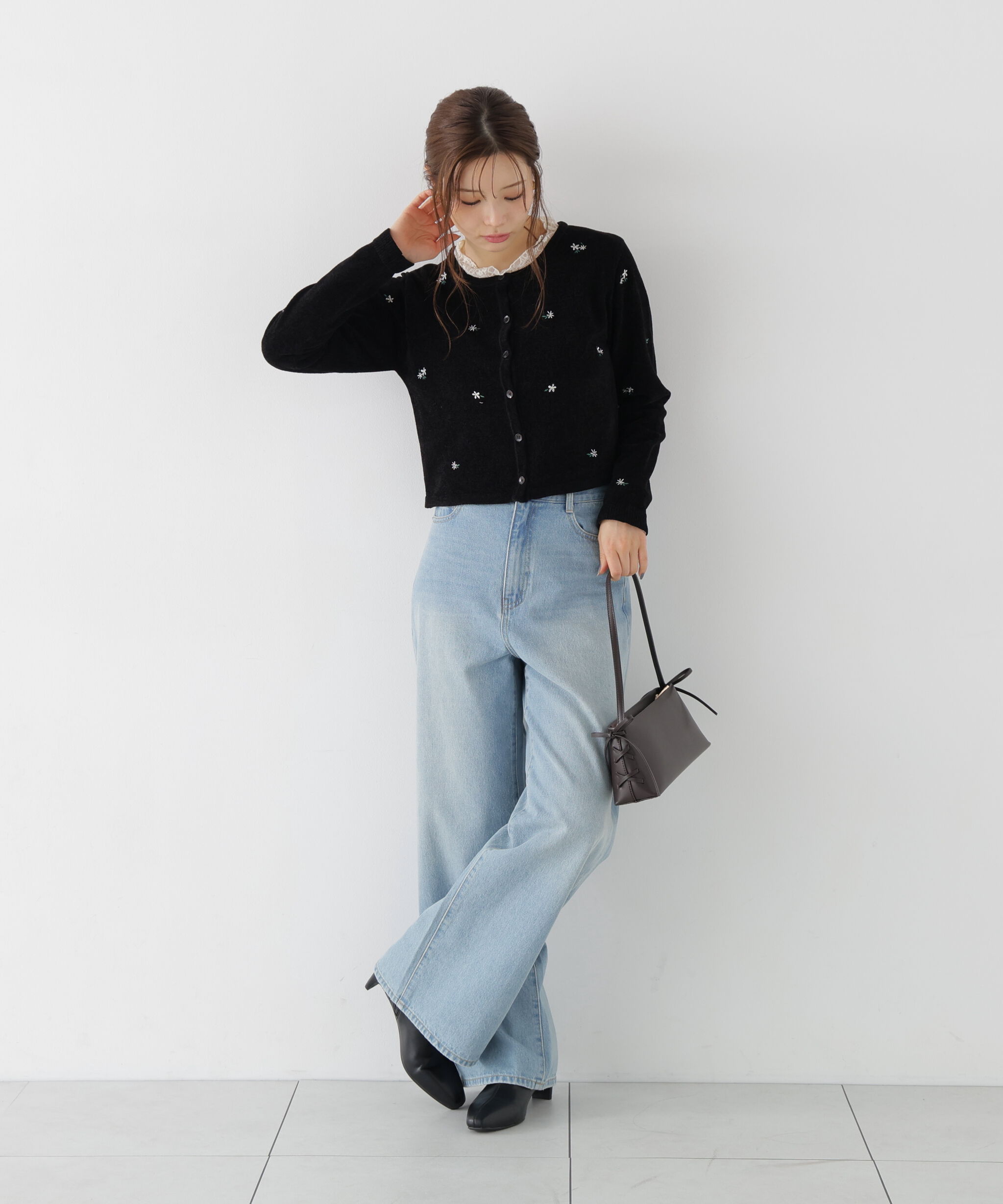 PROPORTION BODY DRESSING「＜a/mie＞エンブロイダリーモールカーディガン 26AW」|カーディガン|