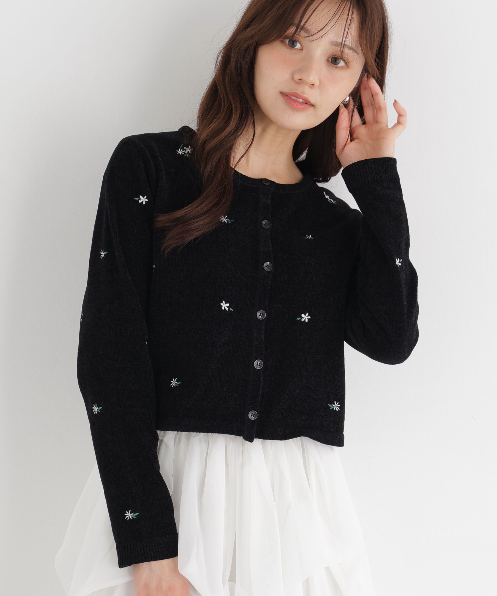 PROPORTION BODY DRESSING「＜a/mie＞エンブロイダリーモールカーディガン 26AW」|カーディガン|