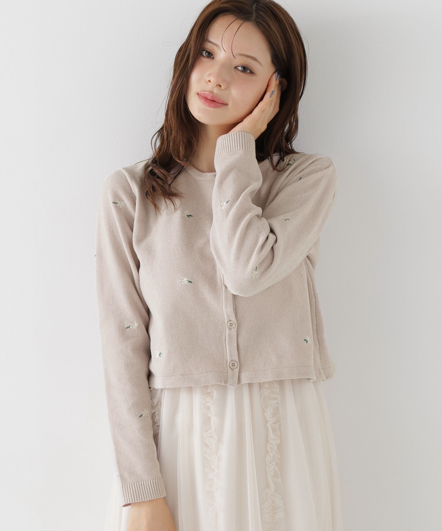 PROPORTION BODY DRESSING「＜a/mie＞エンブロイダリーモールカーディガン 26AW」|カーディガン|