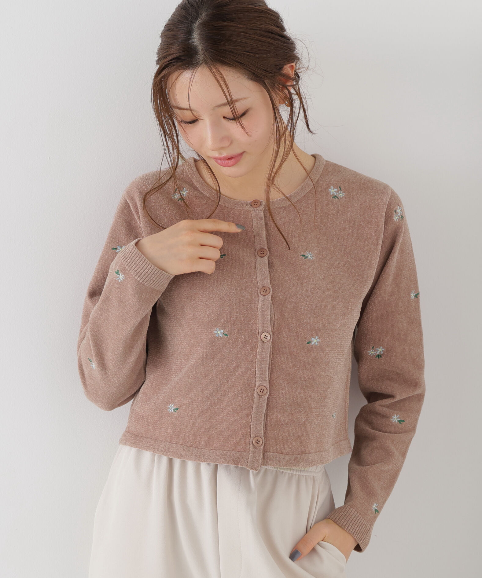 PROPORTION BODY DRESSING「＜a/mie＞エンブロイダリーモールカーディガン 26AW」|カーディガン|
