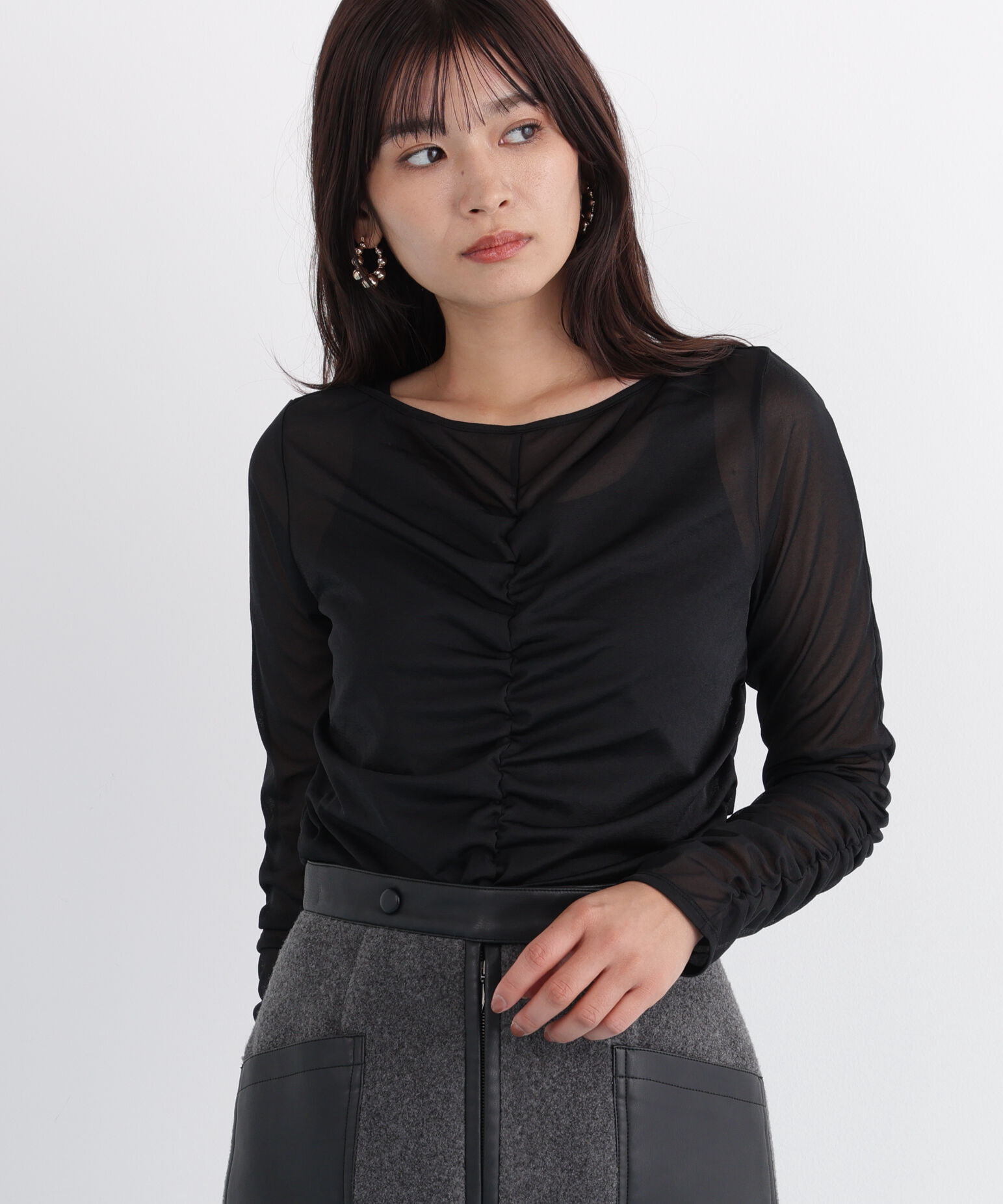  「◆シアーギャザーカットソー」|Tシャツ・カットソー|