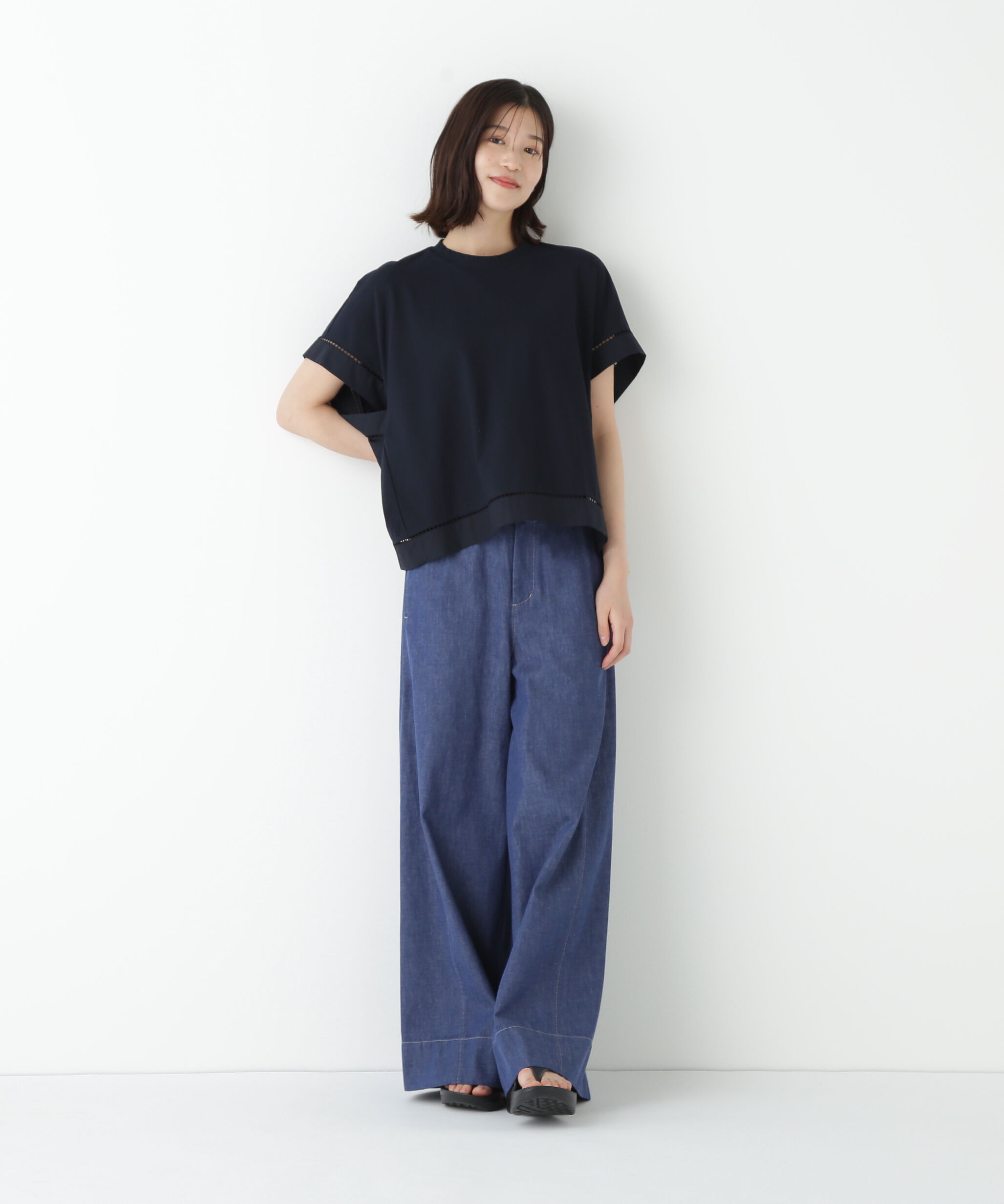  「◆布帛ドッキング半袖プルオーバー」|Tシャツ・カットソー|