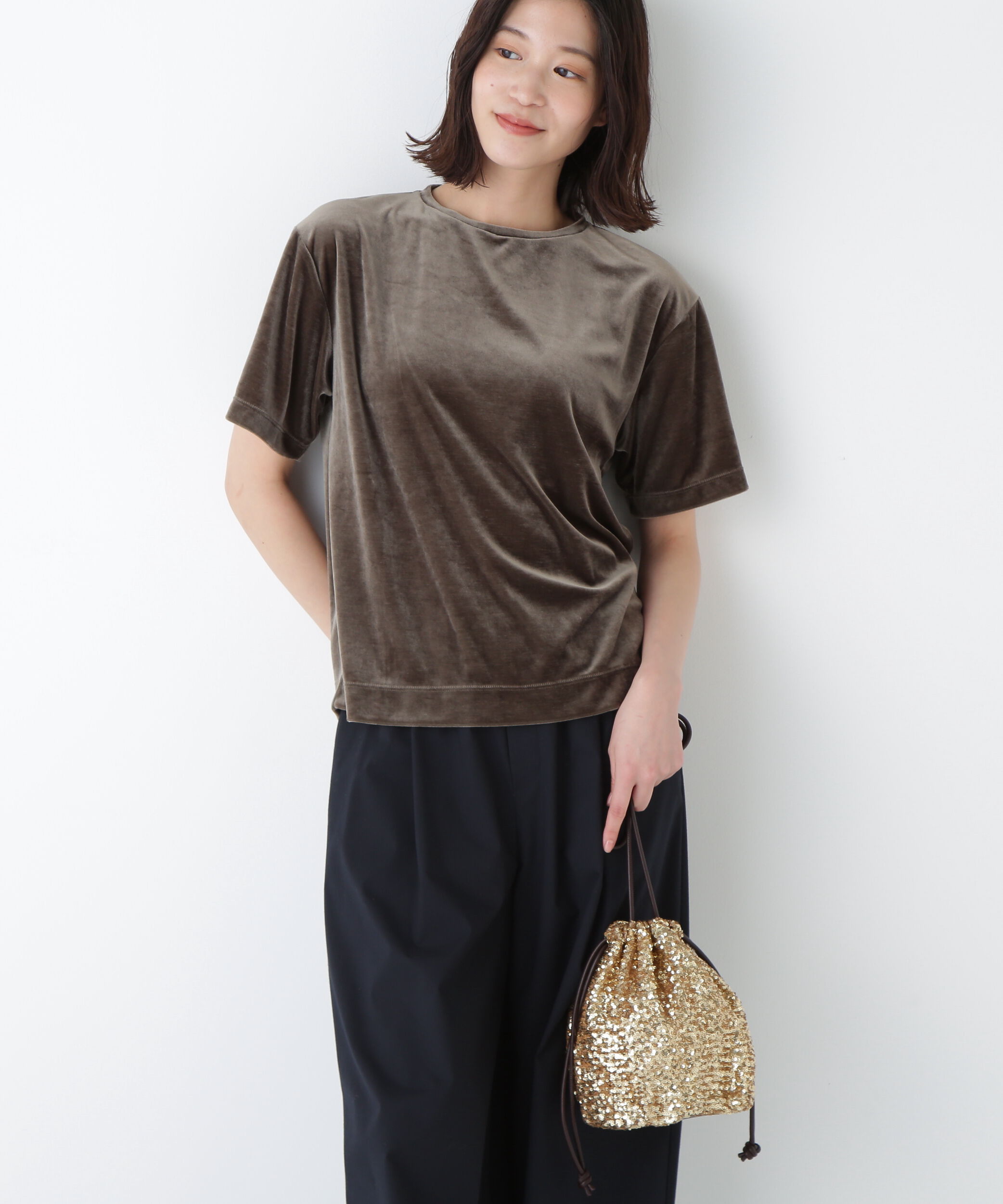  「◆ベロアＴシャツ」|Tシャツ・カットソー|カーキ