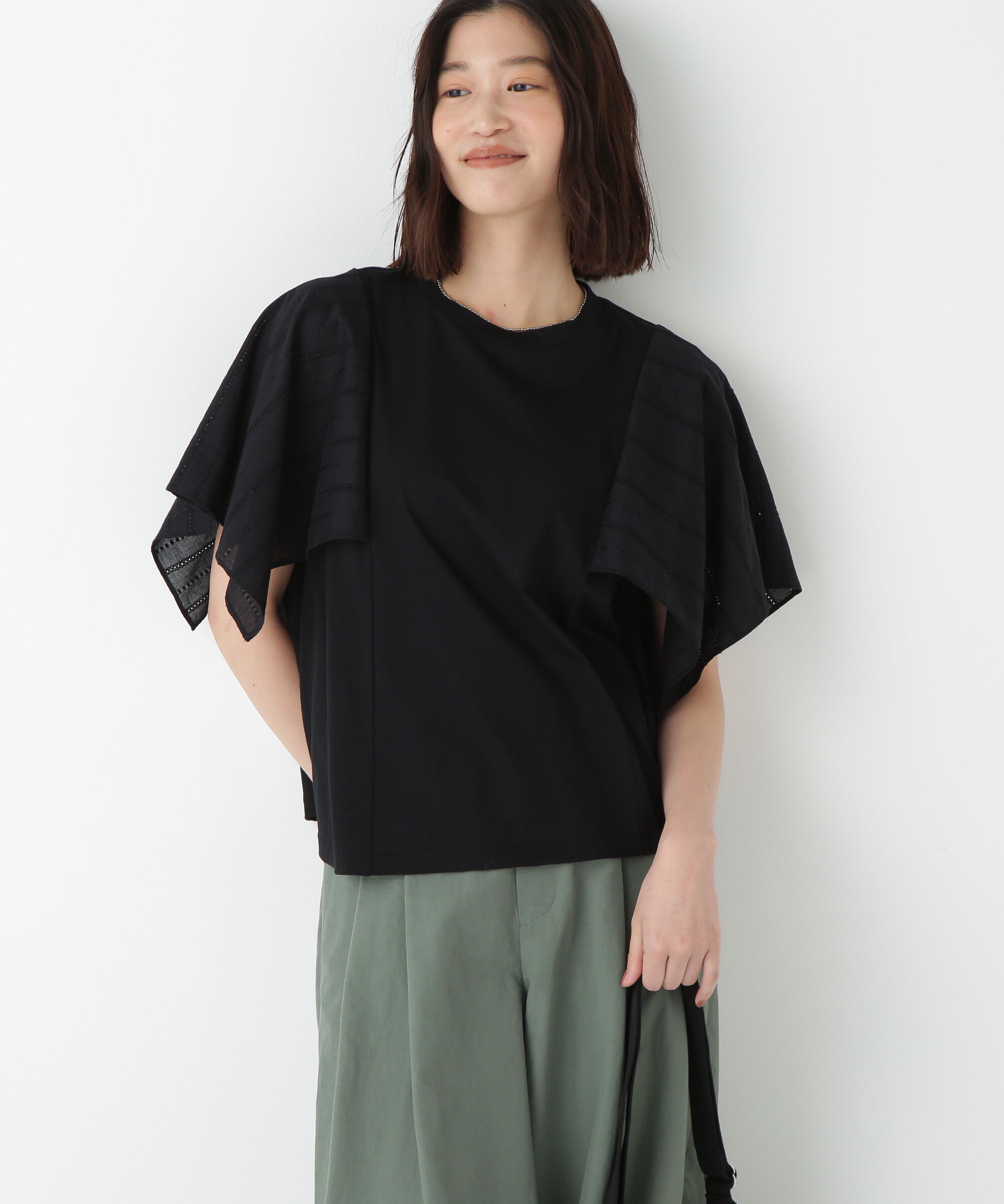  「◆コットンローンレースドッキングプルオーバー」|Tシャツ・カットソー|