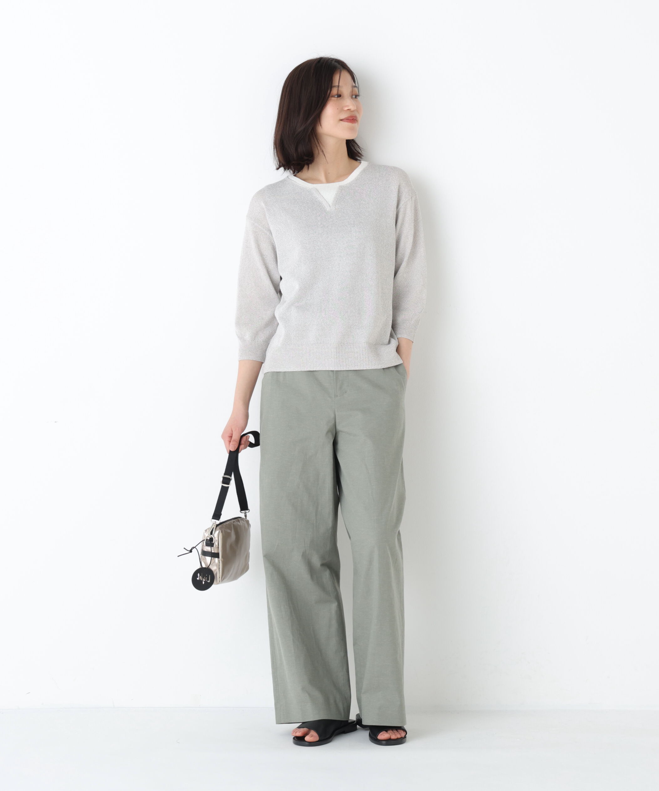 「◆綿麻シャンブレーセミワイドパンツ」|その他|
